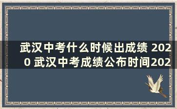 武汉中考什么时候出成绩 2020 武汉中考成绩公布时间2020